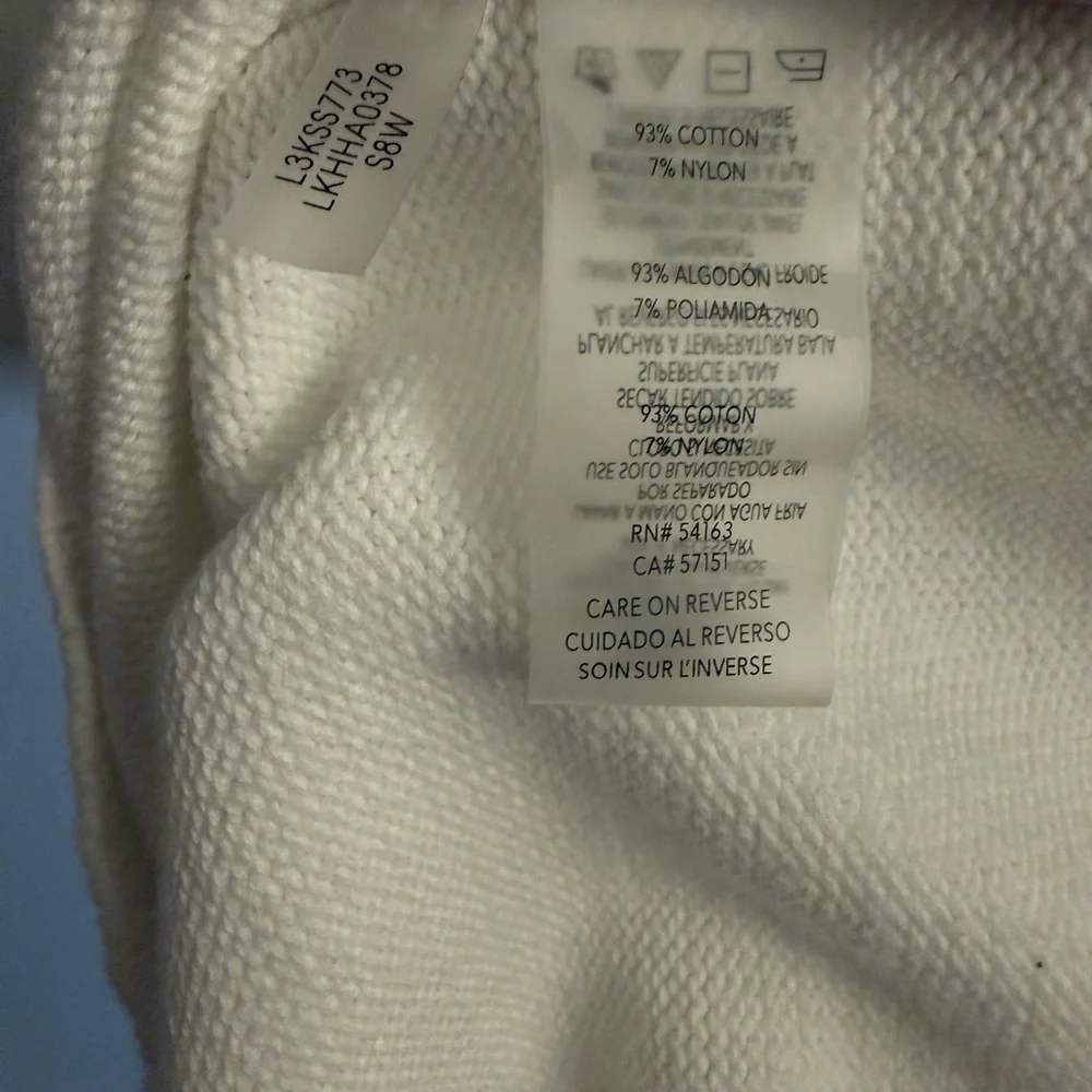 Karl Lagerfeld Paris Bonjour Graphic Knit Sweater | White | Size Small